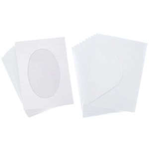 Set of 10 White Medium 2-fold Aperture Cards A6, Oval aperture (2 in stock)