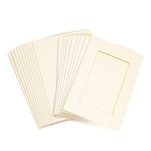 Set of 10 Cream Mini 2-fold Aperture Cards A7, Rectangle aperture NEW