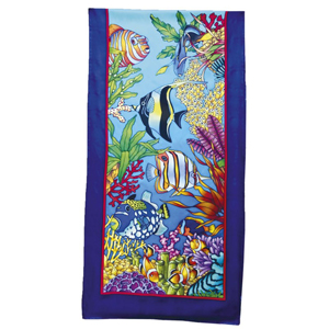 Fonds Marine by Pierre Willocq - ready-outlined 180cm long silk scarf (2) DISC