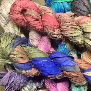 Indian Hand Tie-dyed Silk Sari Ribbon - sent at random